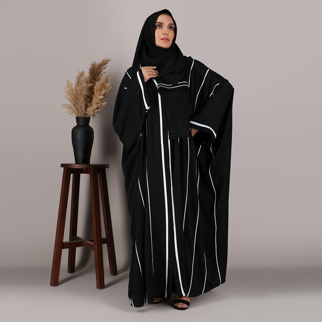 Black/White Charisma Abaya with Hijab