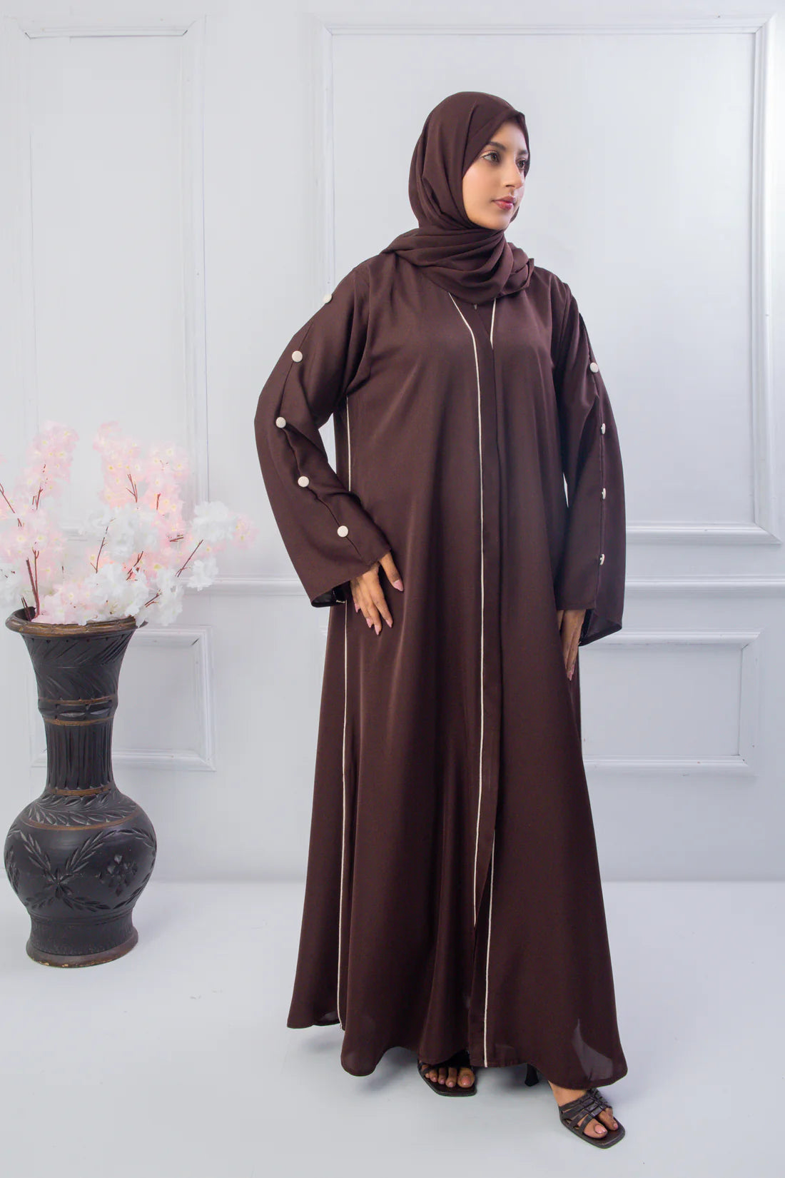 ELEGANT BROWN ABAYA WITH HIJAB