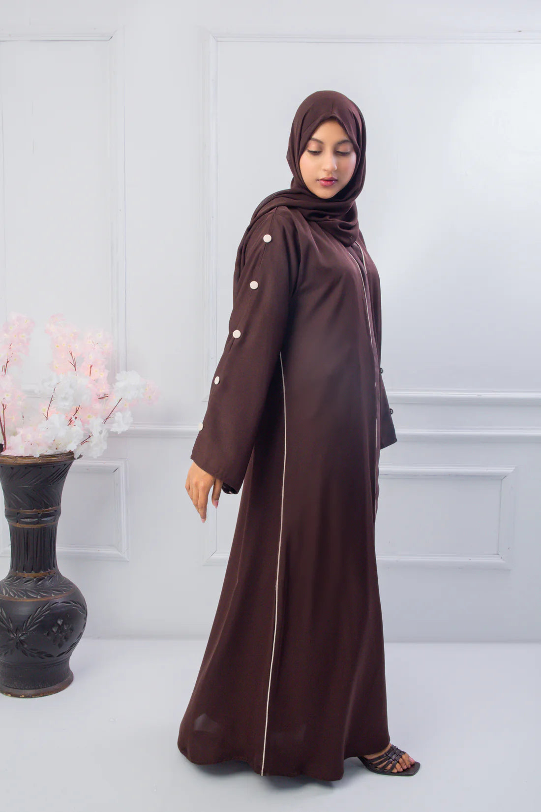 ELEGANT BROWN ABAYA WITH HIJAB