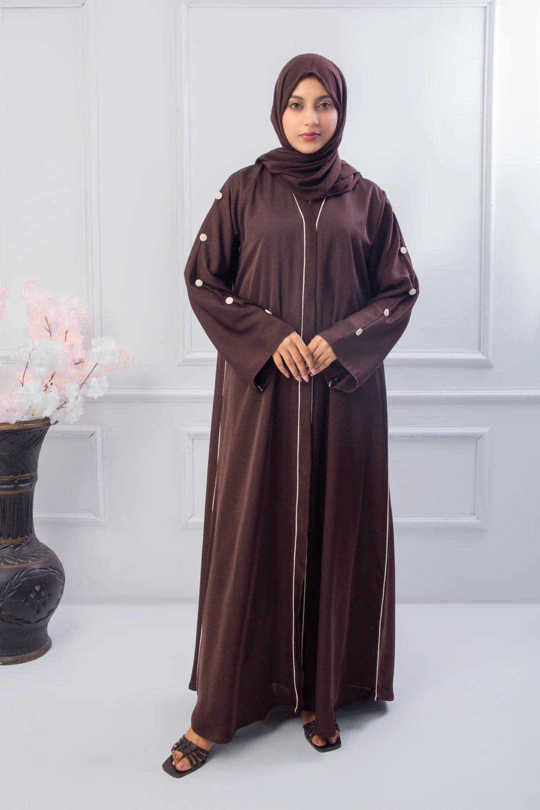 ELEGANT BROWN ABAYA WITH HIJAB