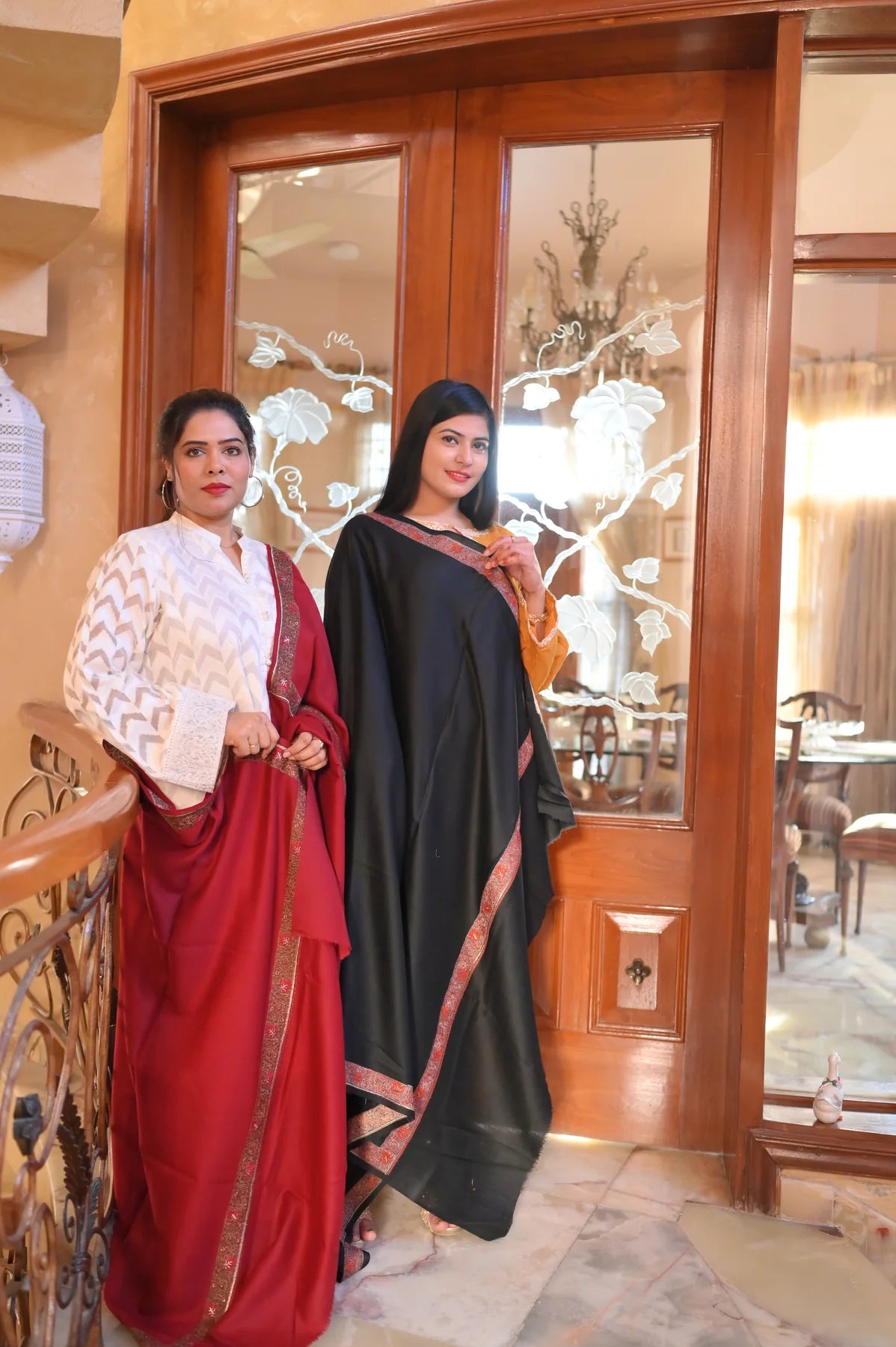 Elegant Shawl with Gota Zari Border Red