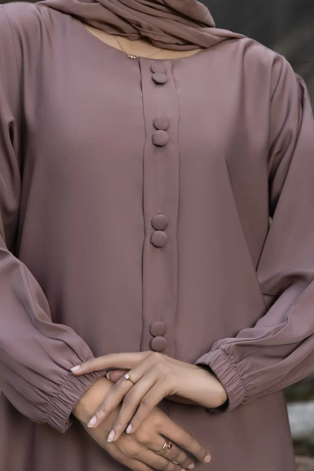 Fancy Button Abaya with Hijab