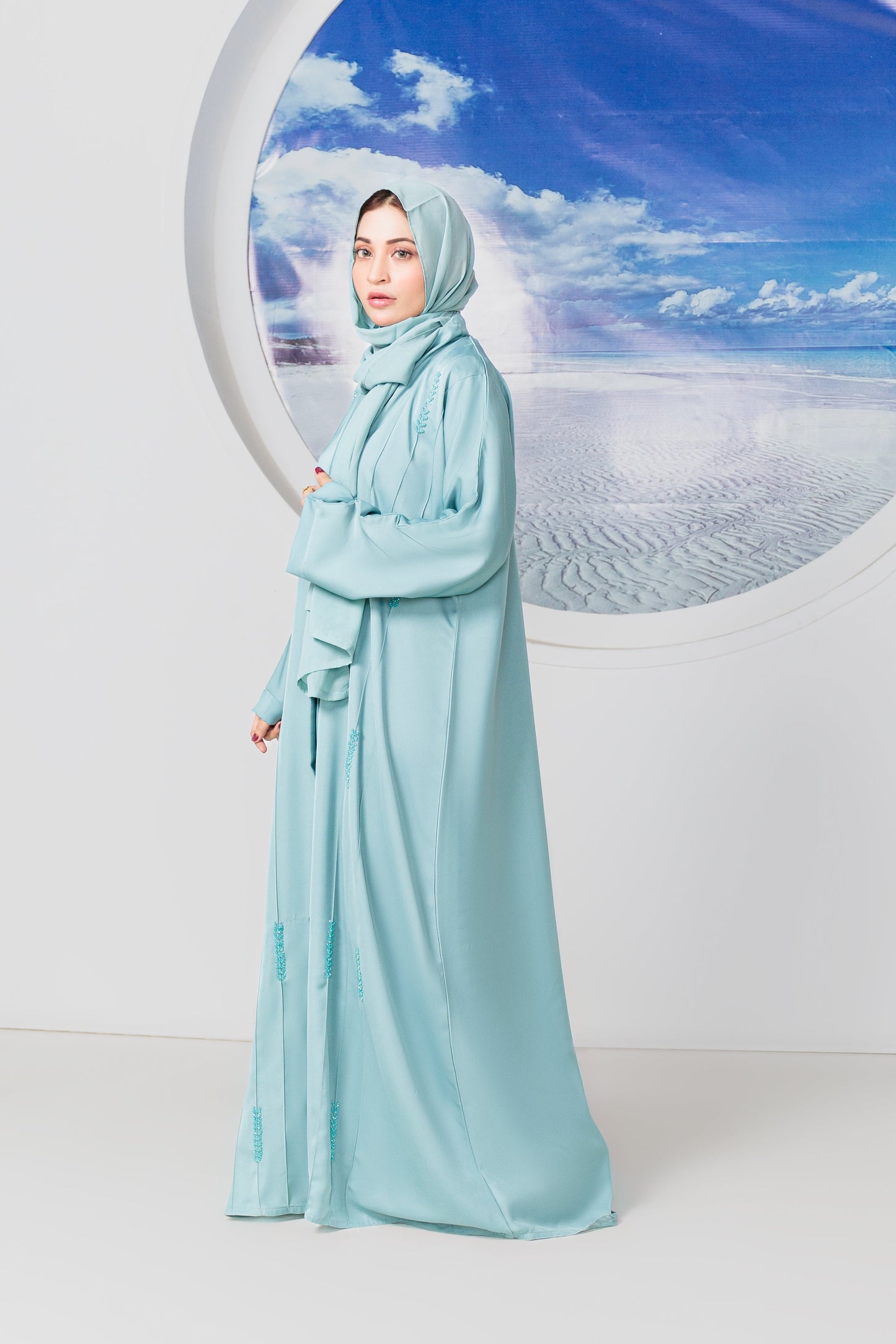 Olive Green Abaya with hijab