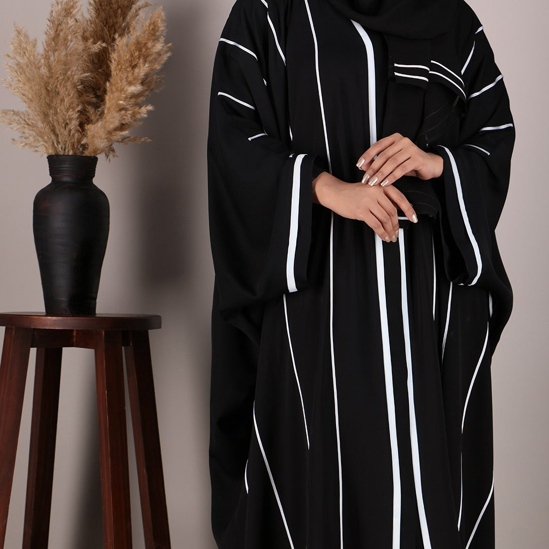 Black/White Charisma Abaya with Hijab