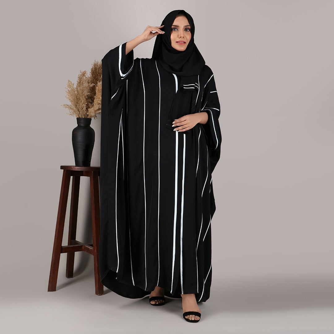 Black/White Charisma Abaya with Hijab