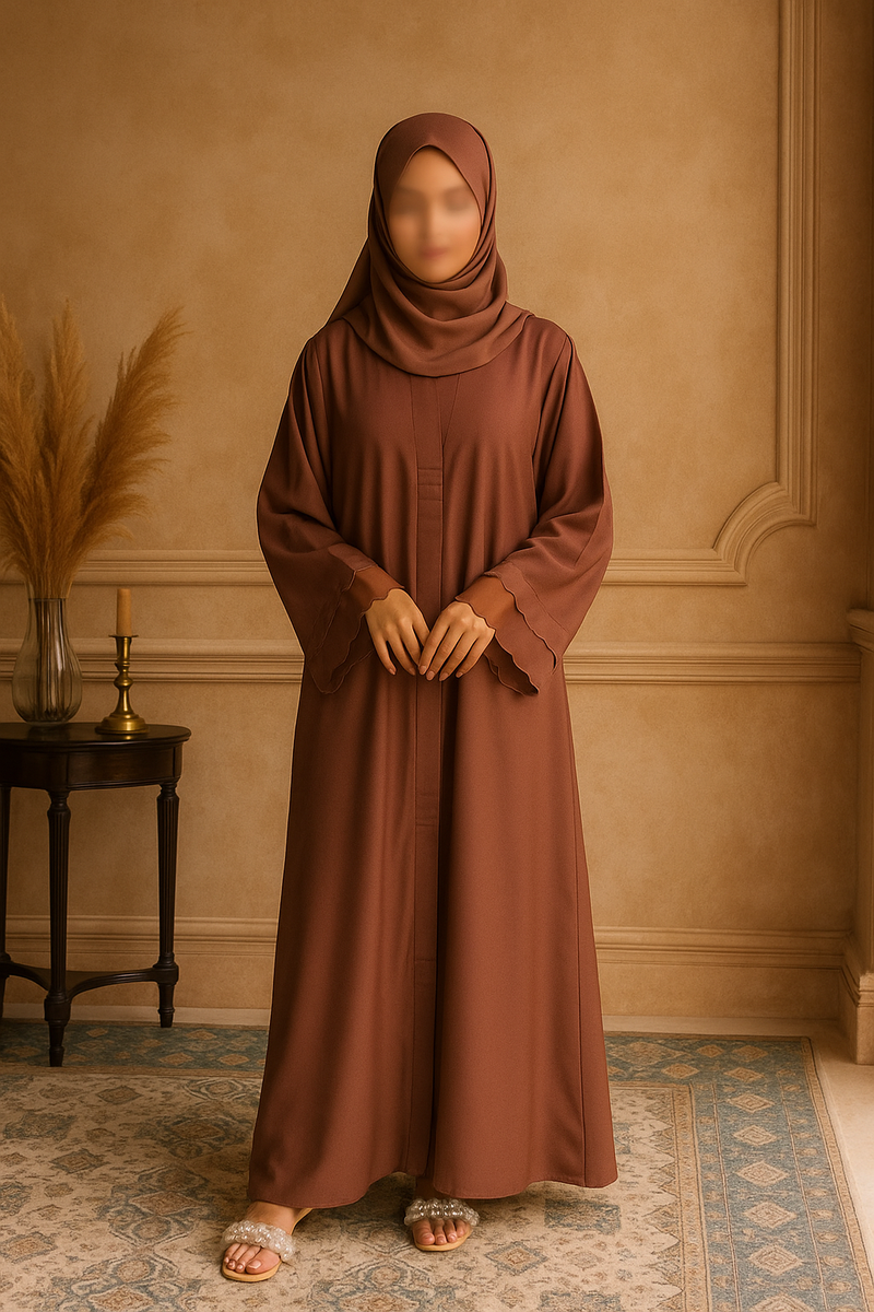 mena abaya with Organza Detailing