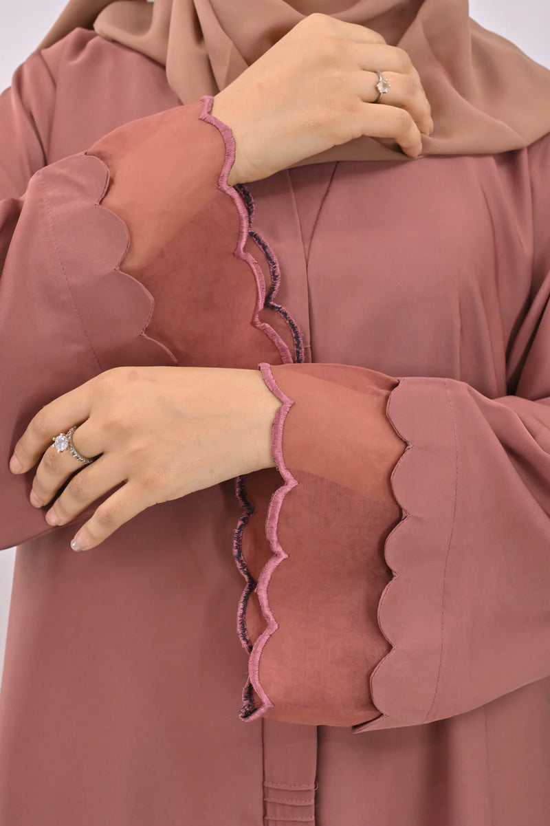 mena abaya with Organza Detailing