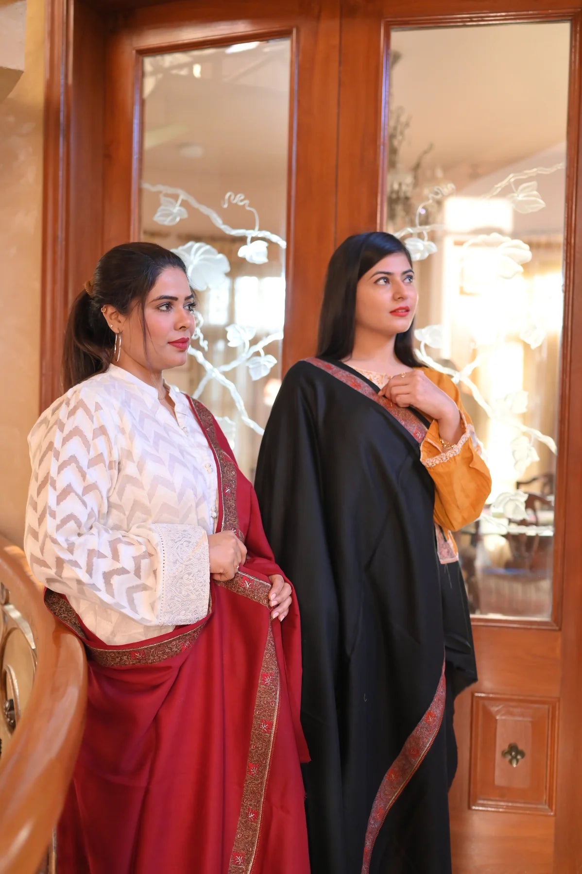 Elegant Shawl with Gota Zari Border Black
