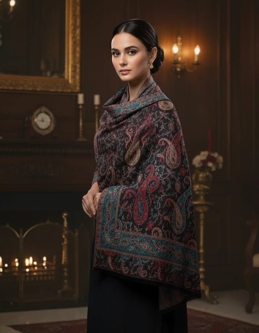 Bahaar Veil Shawl - Blue Paisley