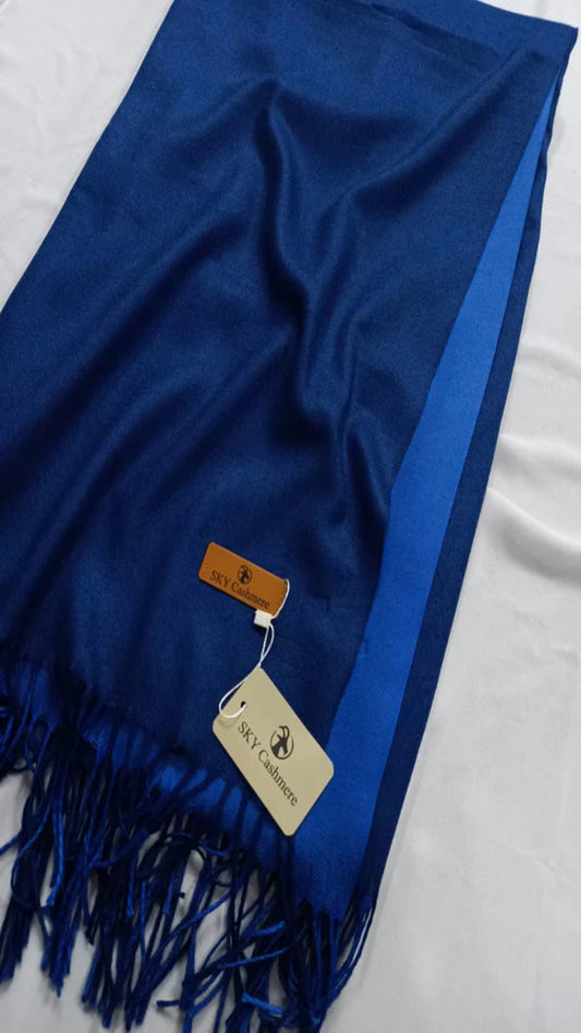 Two Tone Shawl - Navy Blue/ Blue